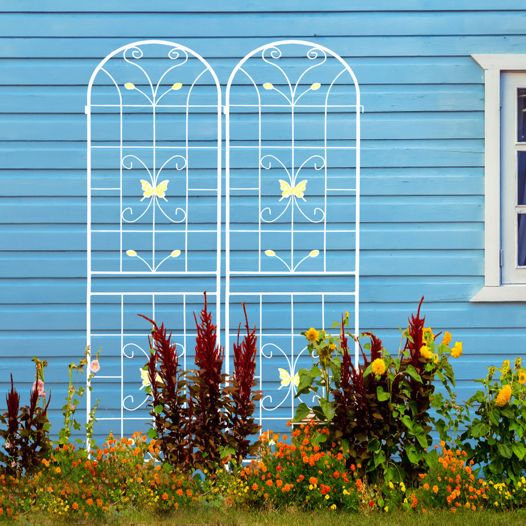 4-Pack Metal Garden Trellis, 86.7-Inch, Rustproof Iron, Cream White