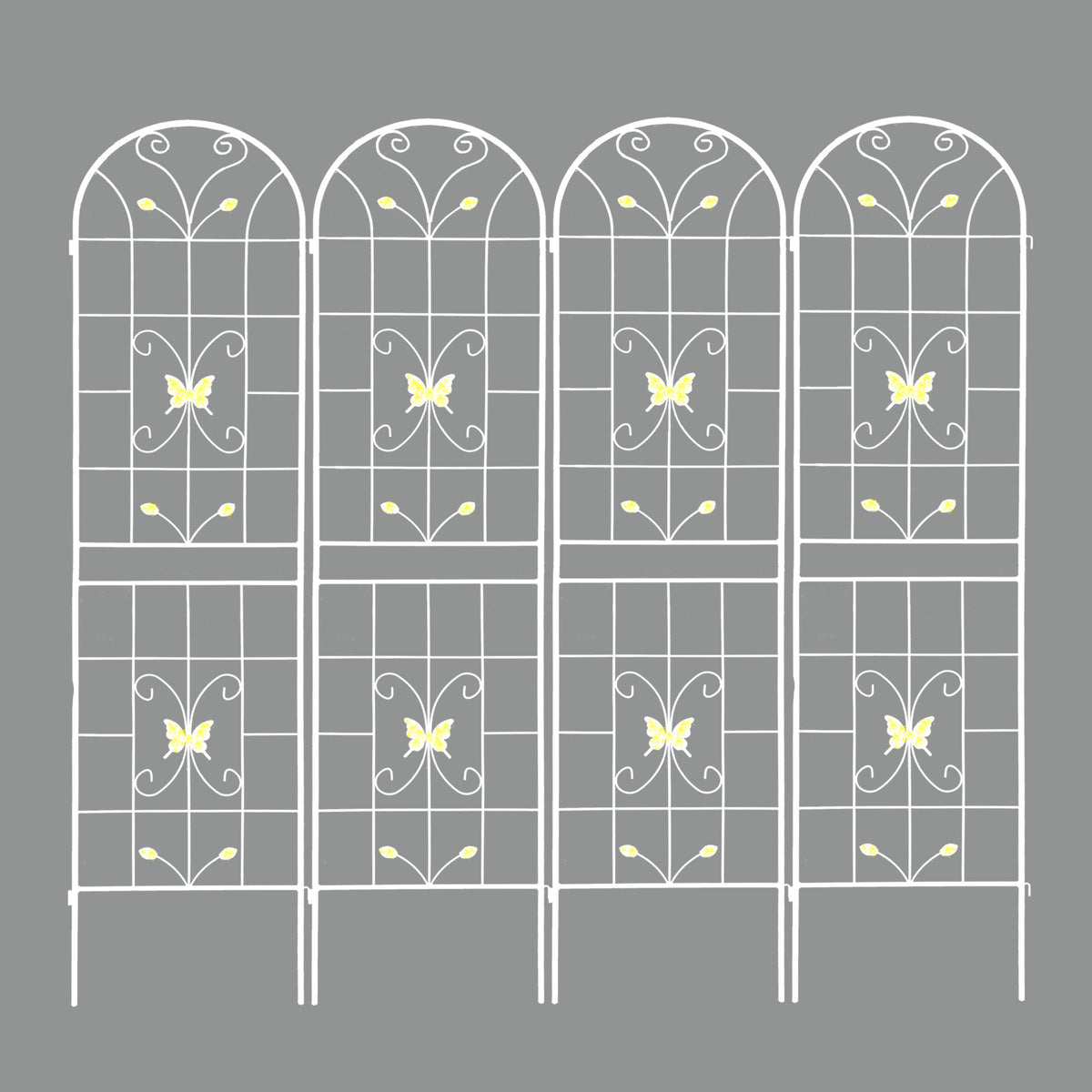 4-Pack Metal Garden Trellis, 86.7-Inch, Rustproof Iron, Cream White