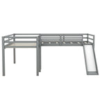 L-Shaped Twin Size Loft Bed with Ladder and Slide