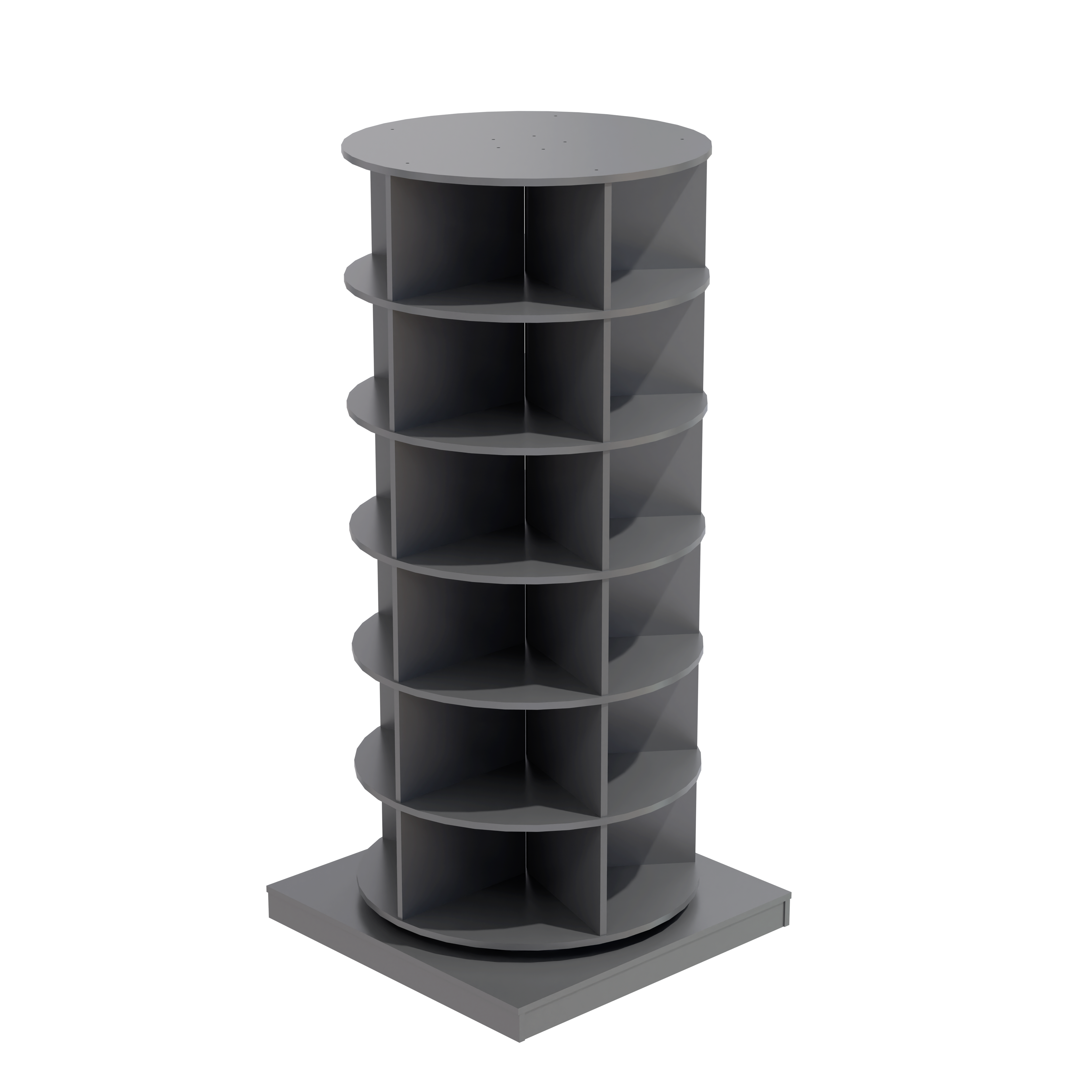 Grey 360 Rotating Shoe Cabinet - 6 Layers