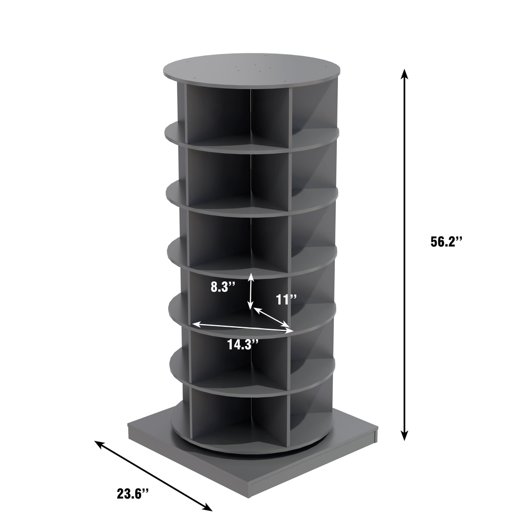 Grey 360 Rotating Shoe Cabinet - 6 Layers