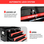 20" Portable 3 Drawer Steel Tool Box with Metal Latch Closure