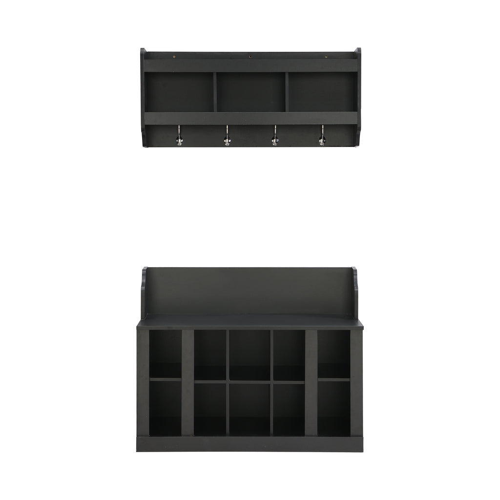 On-Trend Shoe Storage Bench With Shelves and Hooks