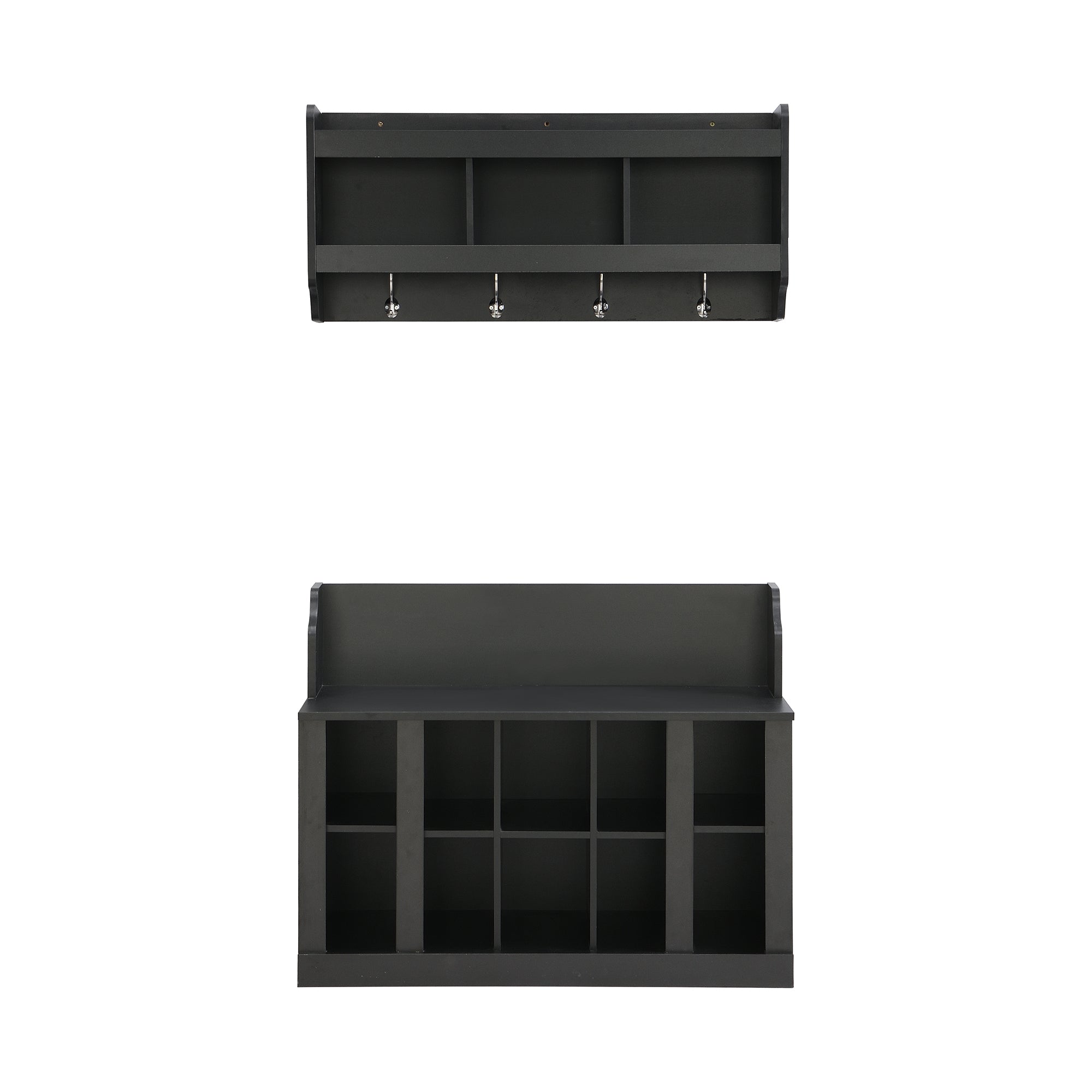 On-Trend Shoe Storage Bench With Shelves and Hooks