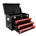 20" Portable 3 Drawer Steel Tool Box with Metal Latch Closure
