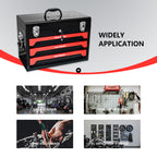 20" Portable 3 Drawer Steel Tool Box with Metal Latch Closure