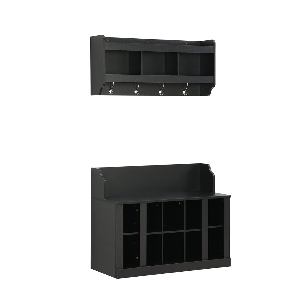 On-Trend Shoe Storage Bench With Shelves and Hooks