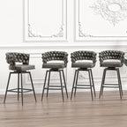 28" Technical Leather Woven Bar Stool Set of 2