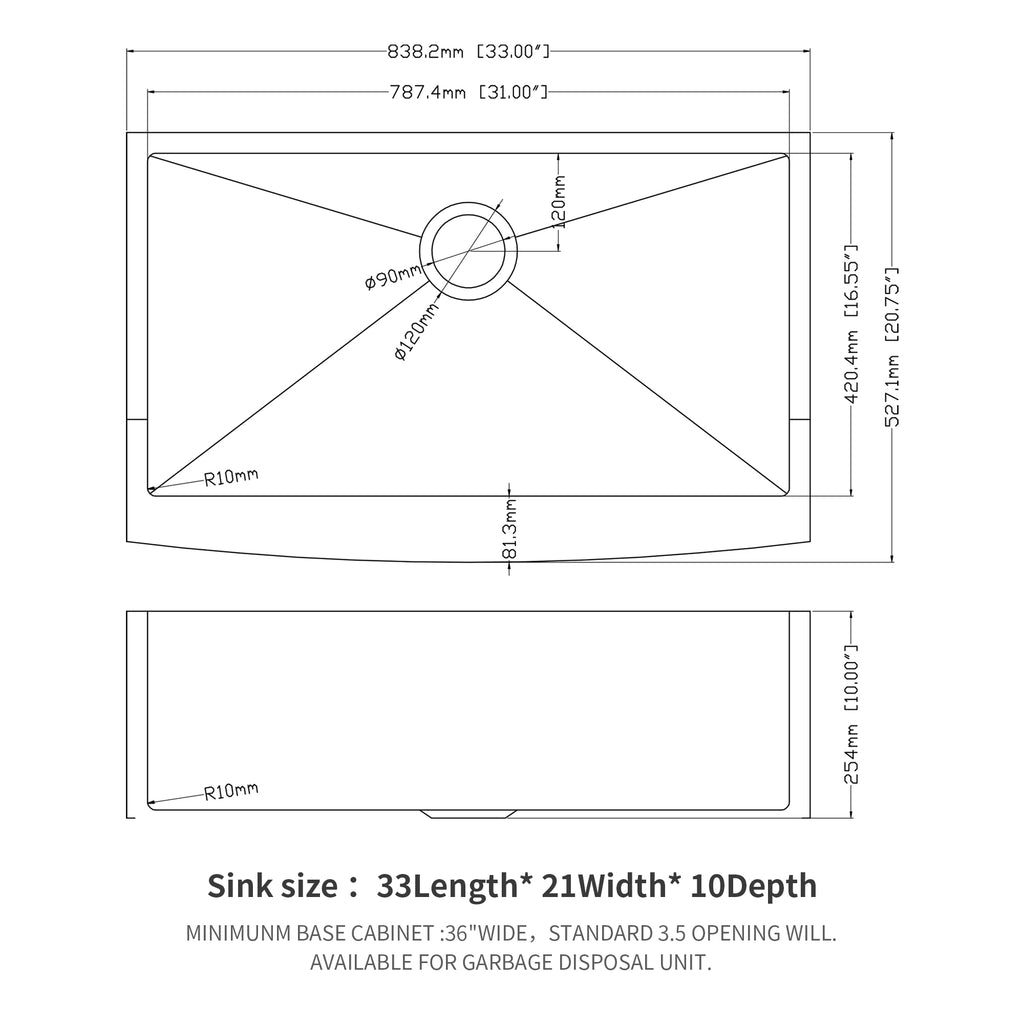 33 Inch Gunmetal Black Farmhouse Kitchen Sink
