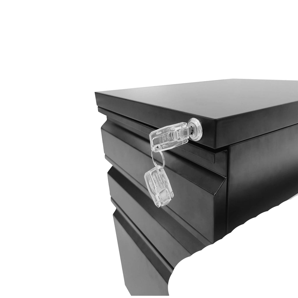3-Drawer Mobile File Cabinet with Lock, Metal, Black
