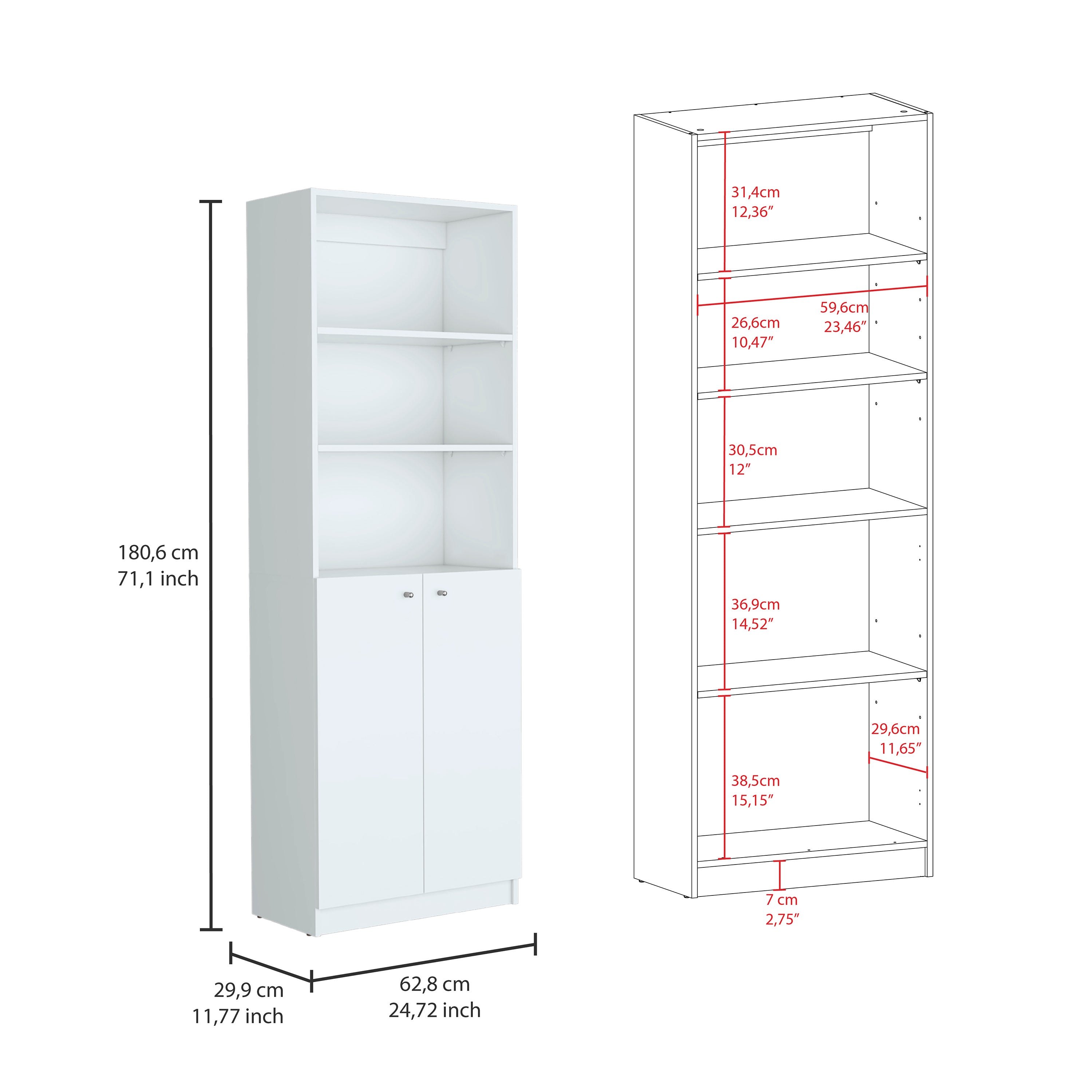 Salina 3 Piece Living Room Set with 3 Bookcases