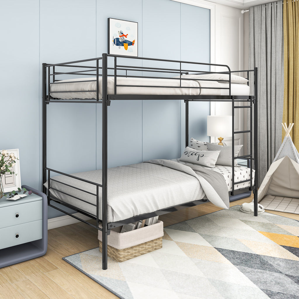 Twin Over Twin Bunk Bed, Metal Frame with Ladder