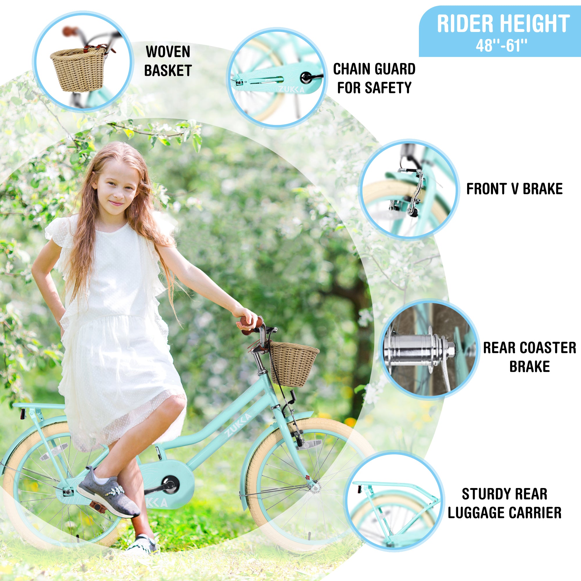 Girls Bike With Basket for 7-10 Years Old Kids