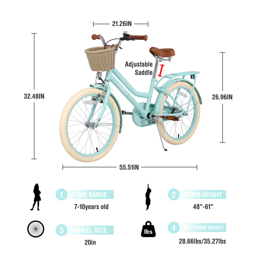 Girls Bike With Basket for 7-10 Years Old Kids