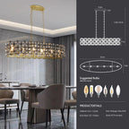 39" Contemporary Crystal and BlackGold Pendant Chandelier