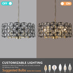 19" Geometric Crystal and BlackGold Round Pendant Chandelier