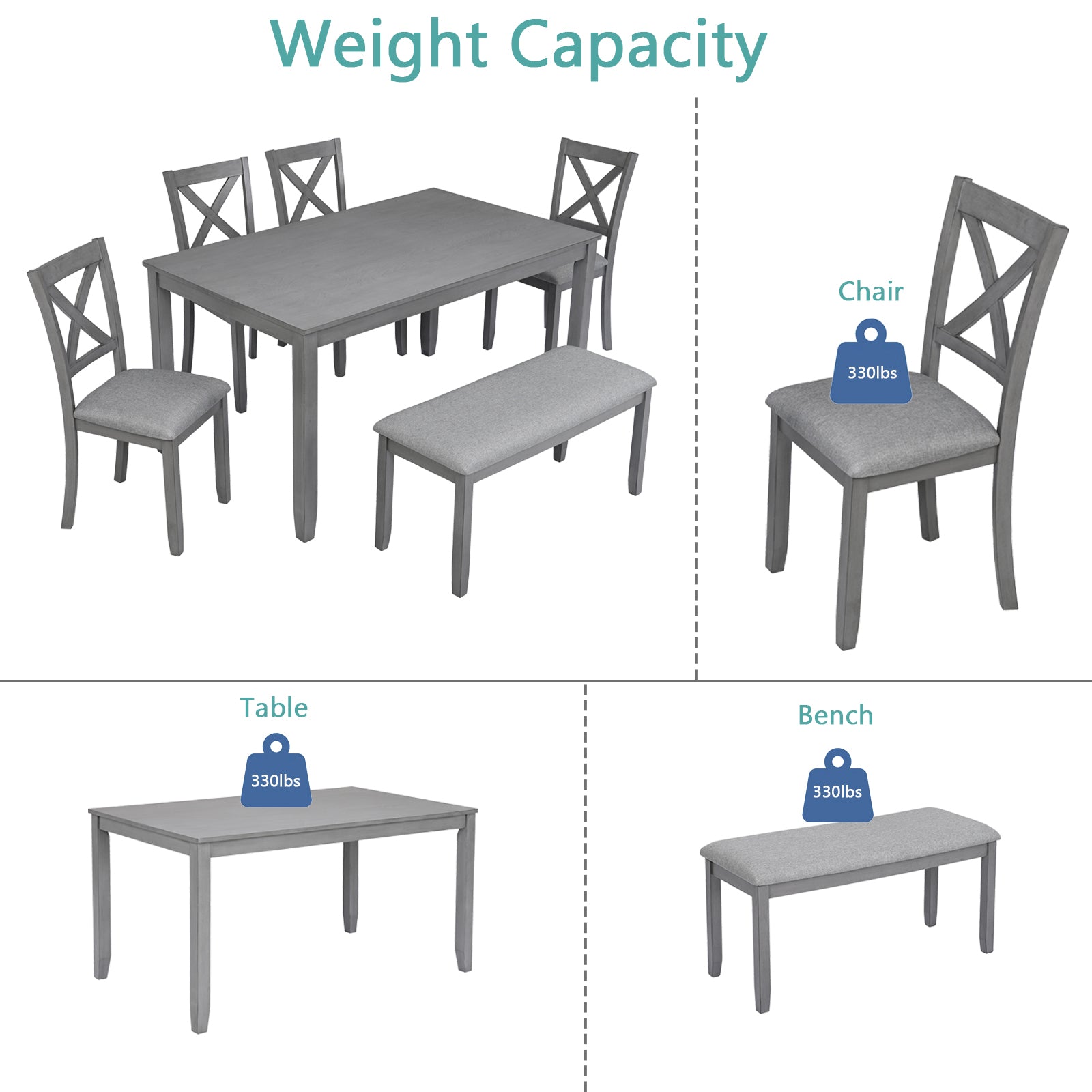 6 Piece Kitchen Dining Set