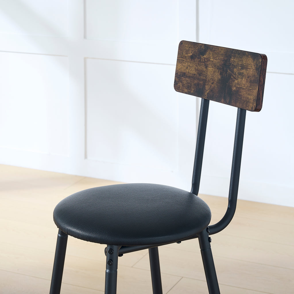 Rustic Round Bar Table And Stool Set with Shelf