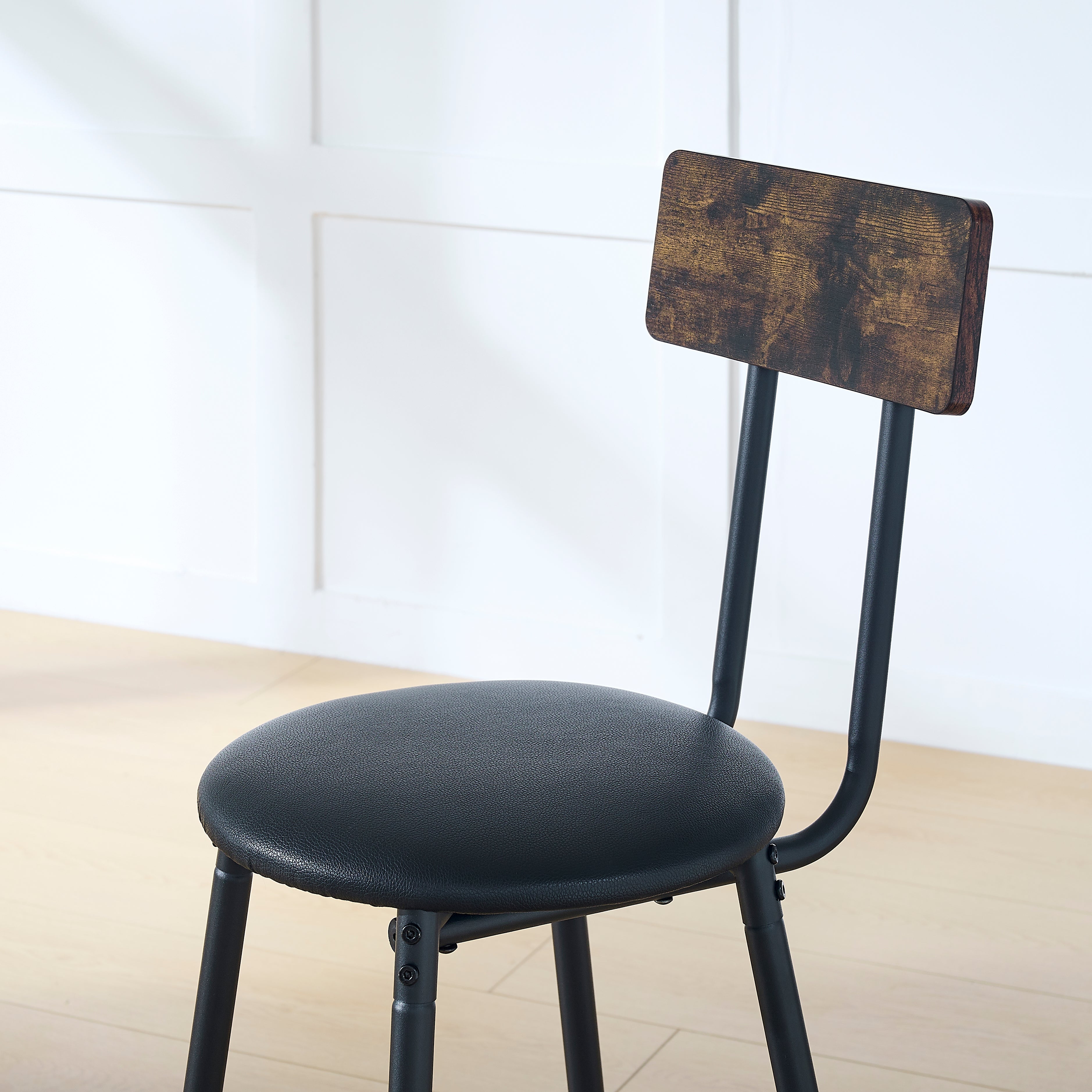 Rustic Round Bar Table And Stool Set with Shelf