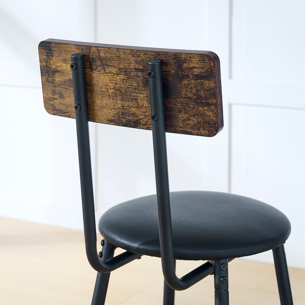 Rustic Round Bar Table And Stool Set with Shelf
