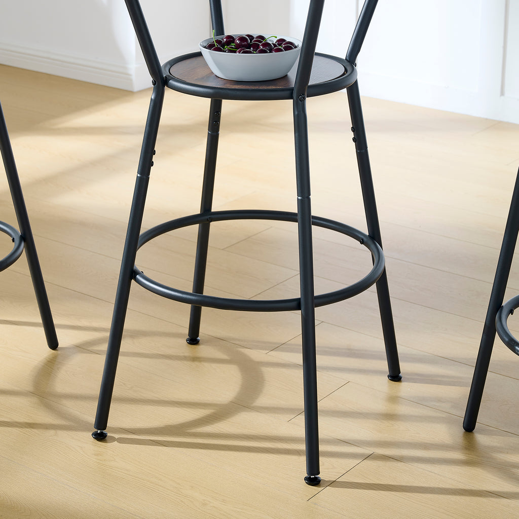 Rustic Round Bar Table And Stool Set with Shelf