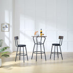 Rustic Round Bar Table And Stool Set with Shelf