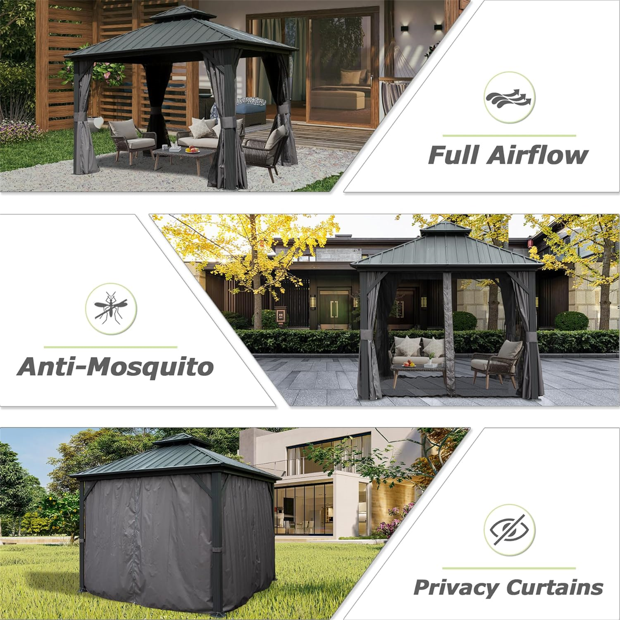 8' X 8' Hardtop Gazebo with Canopy and Netting
