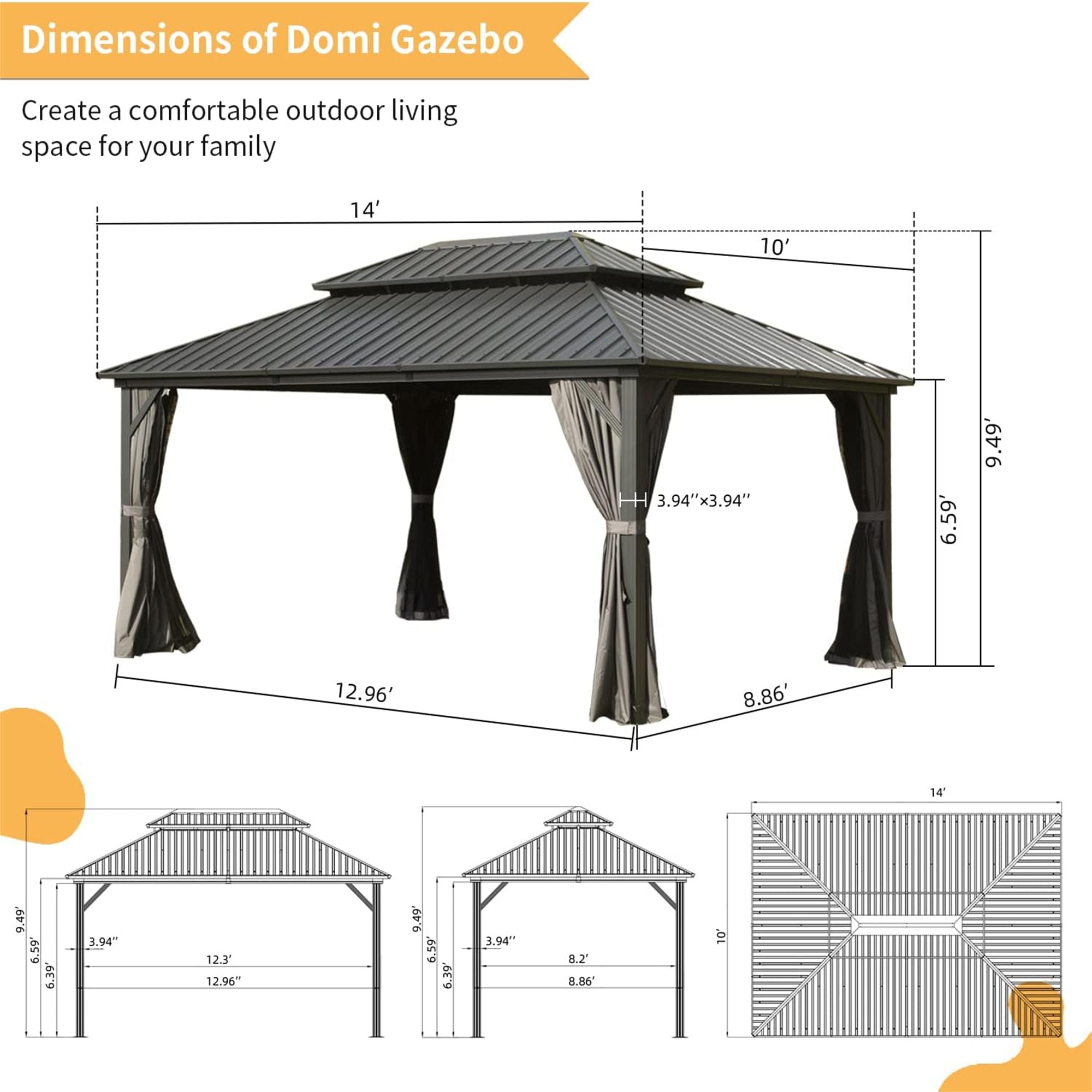 10' X 14' Hardtop Gazebo