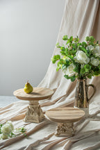 D10.5" x 7.5" Cake Stand, Wood Cake Plate with Magnesium Base