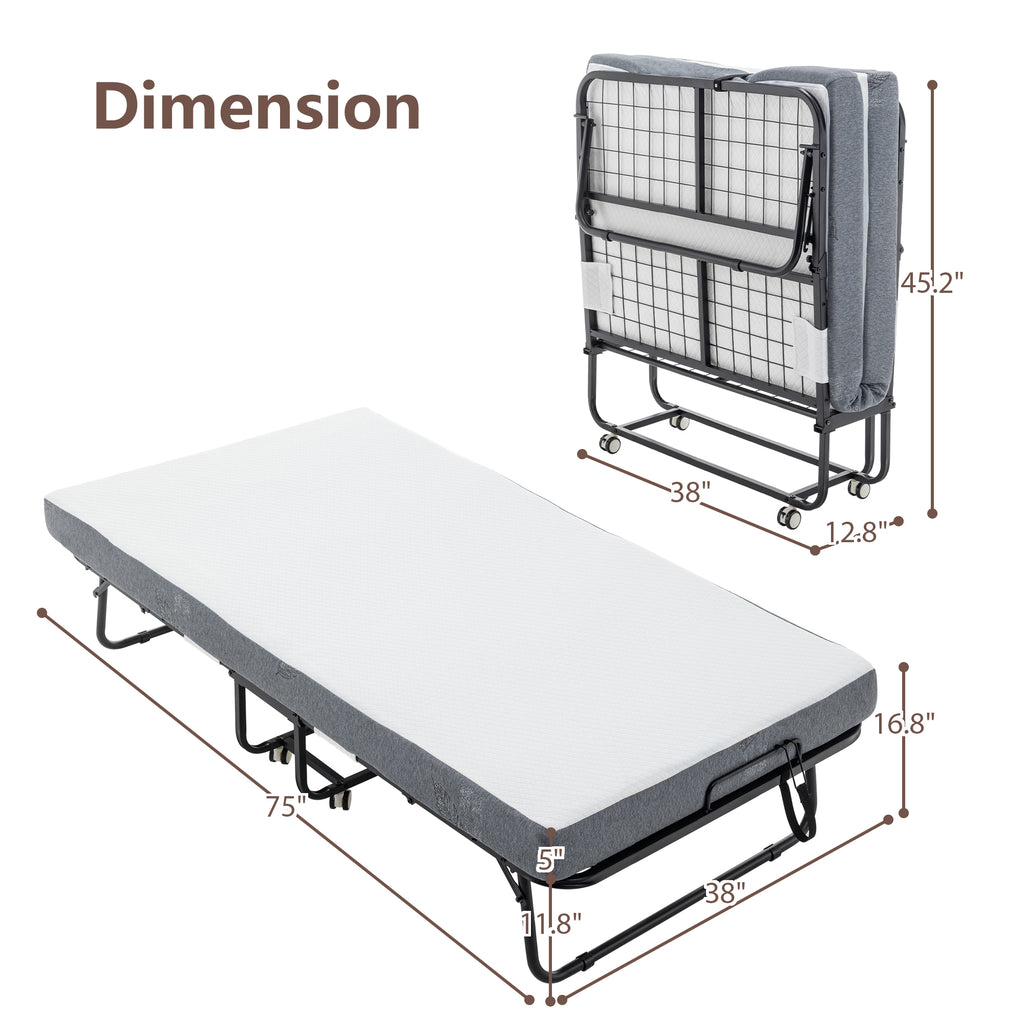 Folding Bed with Mattress for Adults