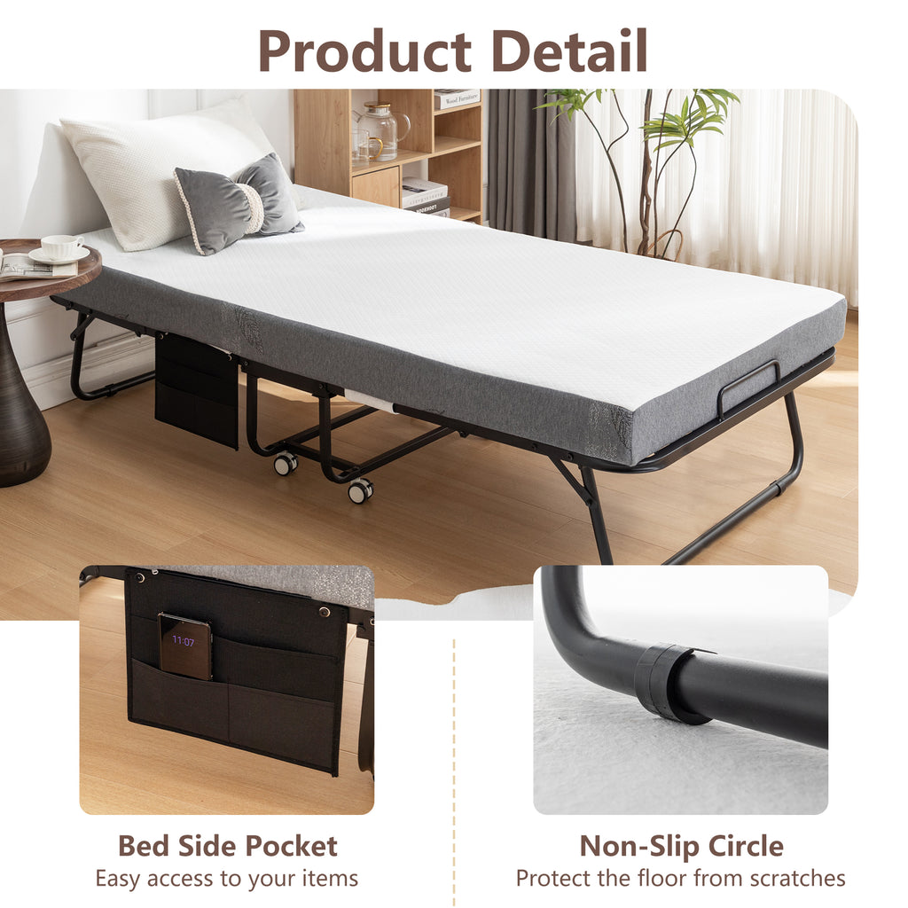 Folding Bed with Mattress for Adults