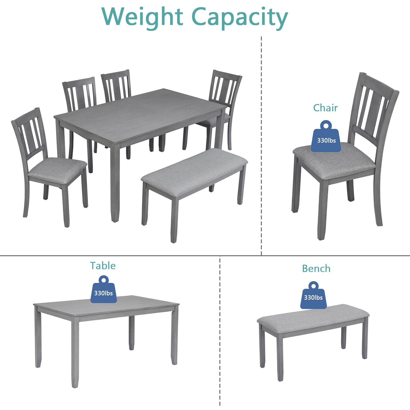 6 Piece Kitchen Dining Set