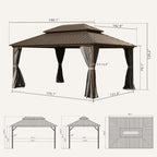 12' X 16' Hardtop Gazebo with Aluminum Metal Frame