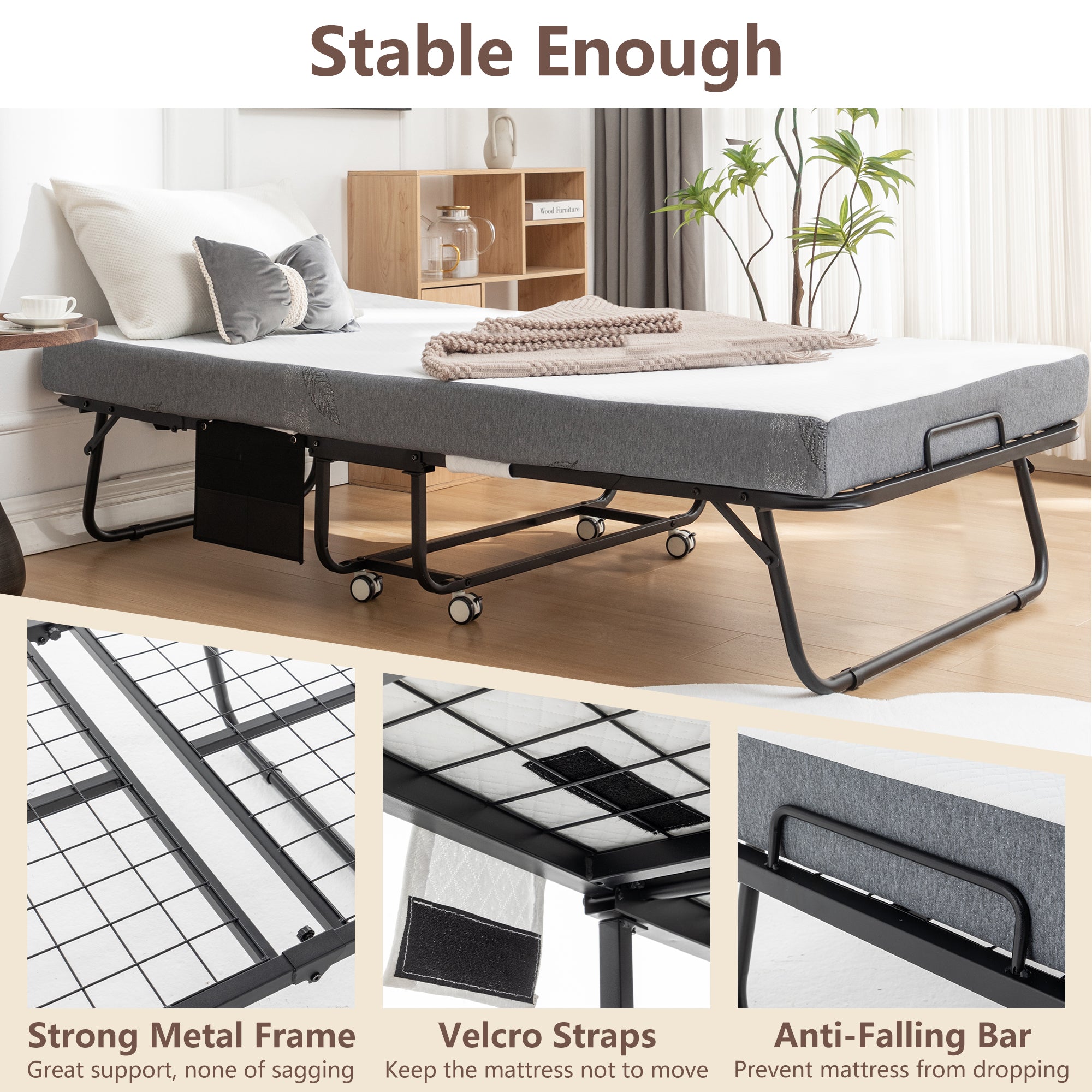 Folding Bed with Mattress for Adults