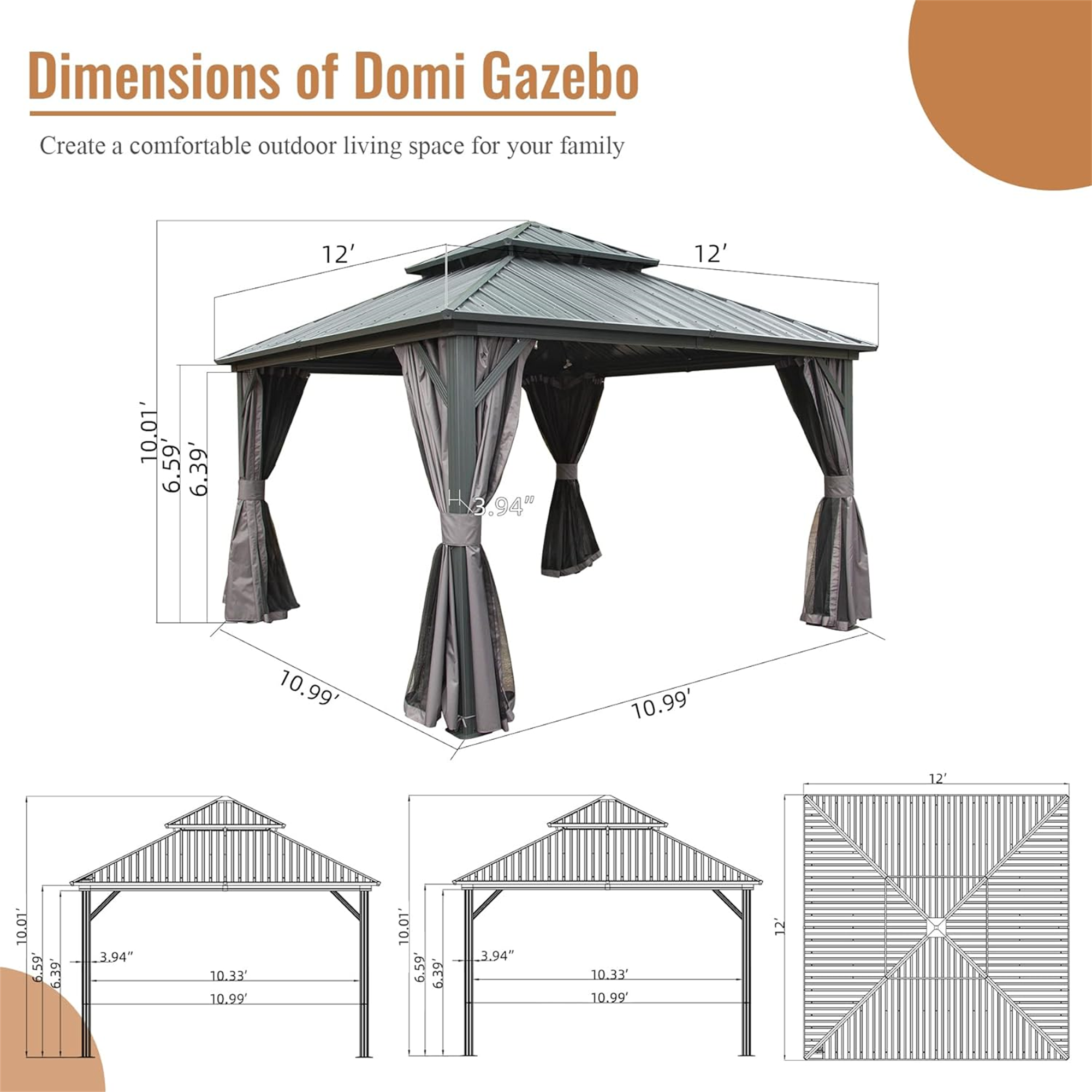 12' x 12' Hardtop Gazebo