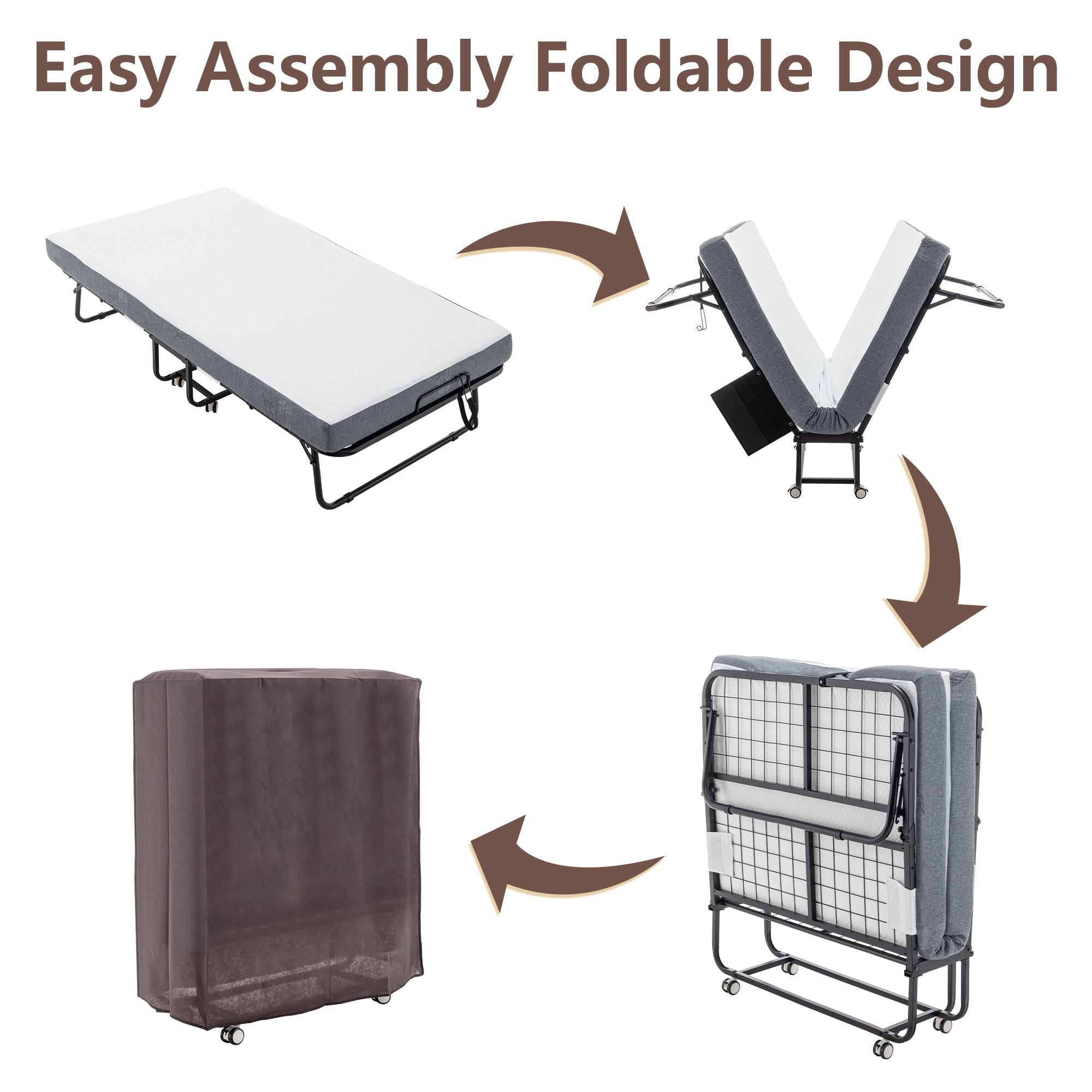 Folding Bed with Mattress for Adults