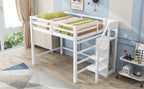 Full Size Loft Bed with Built-in Storage Wardrobe and Staircase