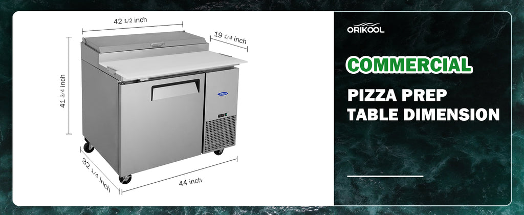 Orikool 44 In Commercial Pizza Prep Table with Refrigerator