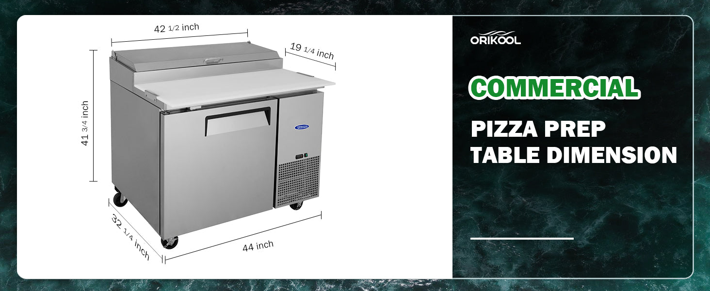 Orikool 44 In Commercial Pizza Prep Table with Refrigerator