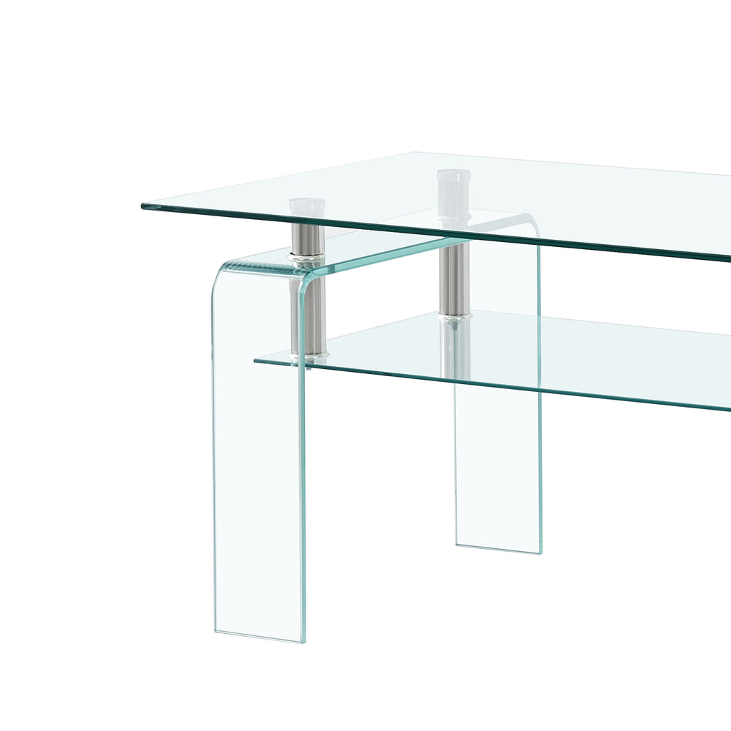 Rectangle Clear Glass Coffee Table