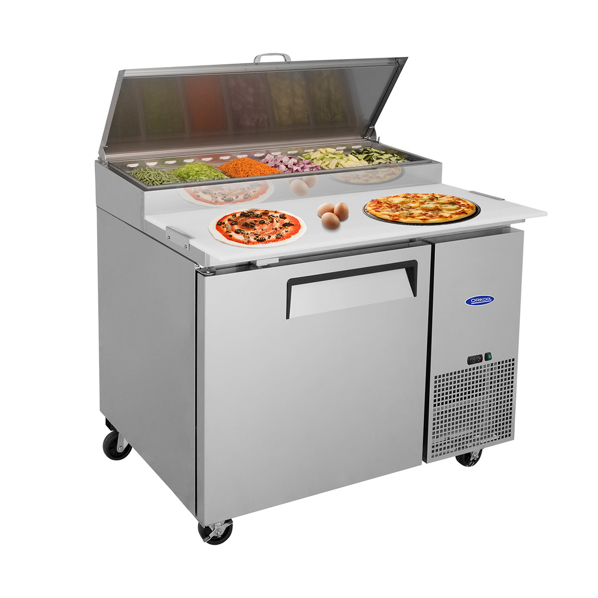 Orikool 44 In Commercial Pizza Prep Table with Refrigerator