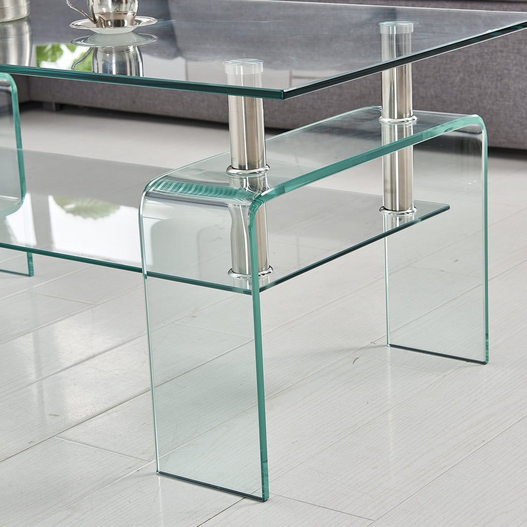 Rectangle Clear Glass Coffee Table