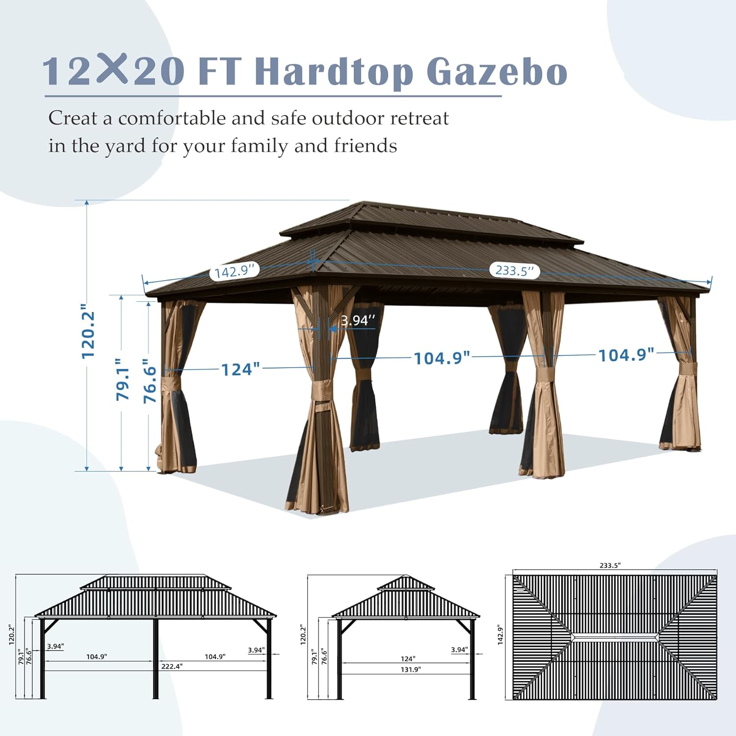 12' X 20' Hardtop Gazebo