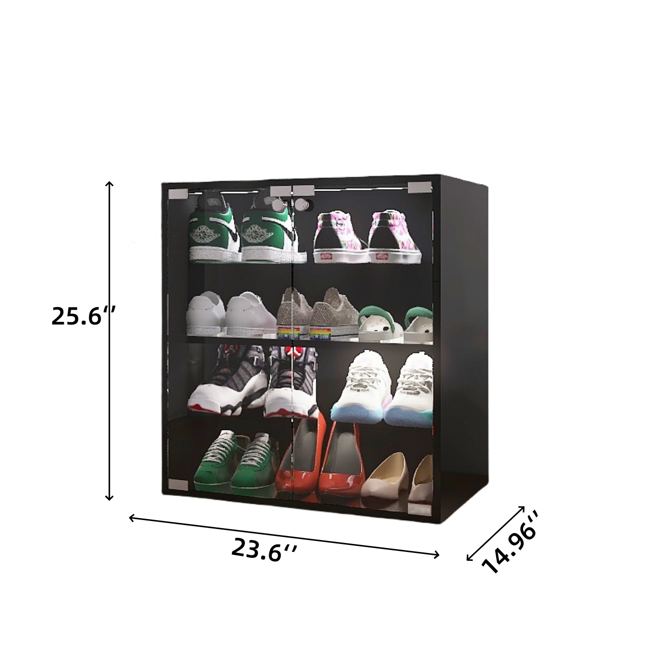4 Layers Glass Door Cabinet