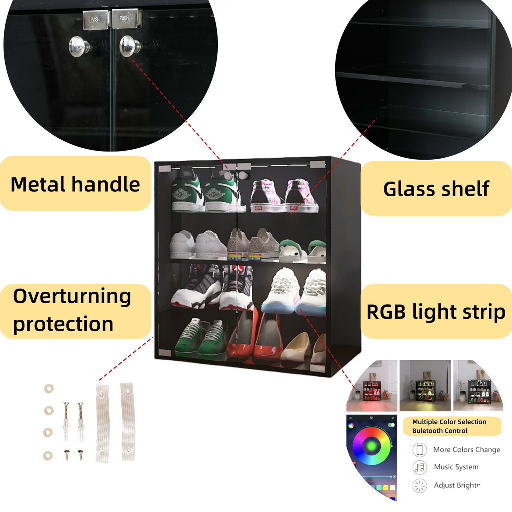 4 Layers Glass Door Cabinet