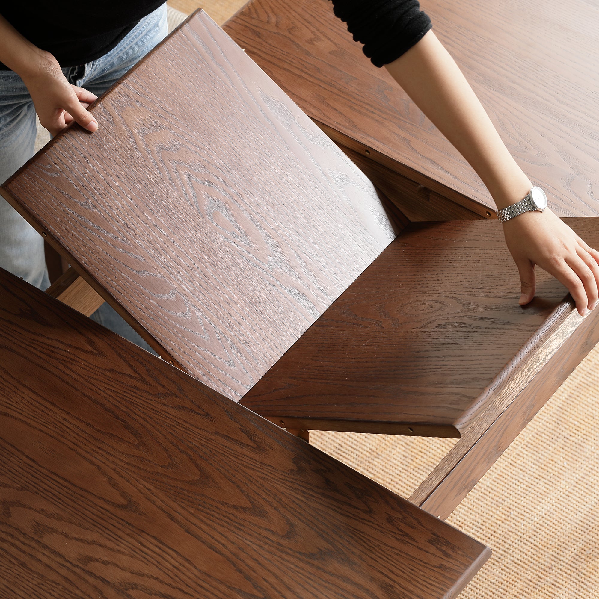 Walnut Color Solid Dining Table