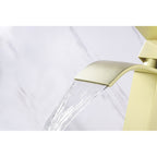 Waterfall Spout Bathroom Sink Faucet with Pop-Up Drain
