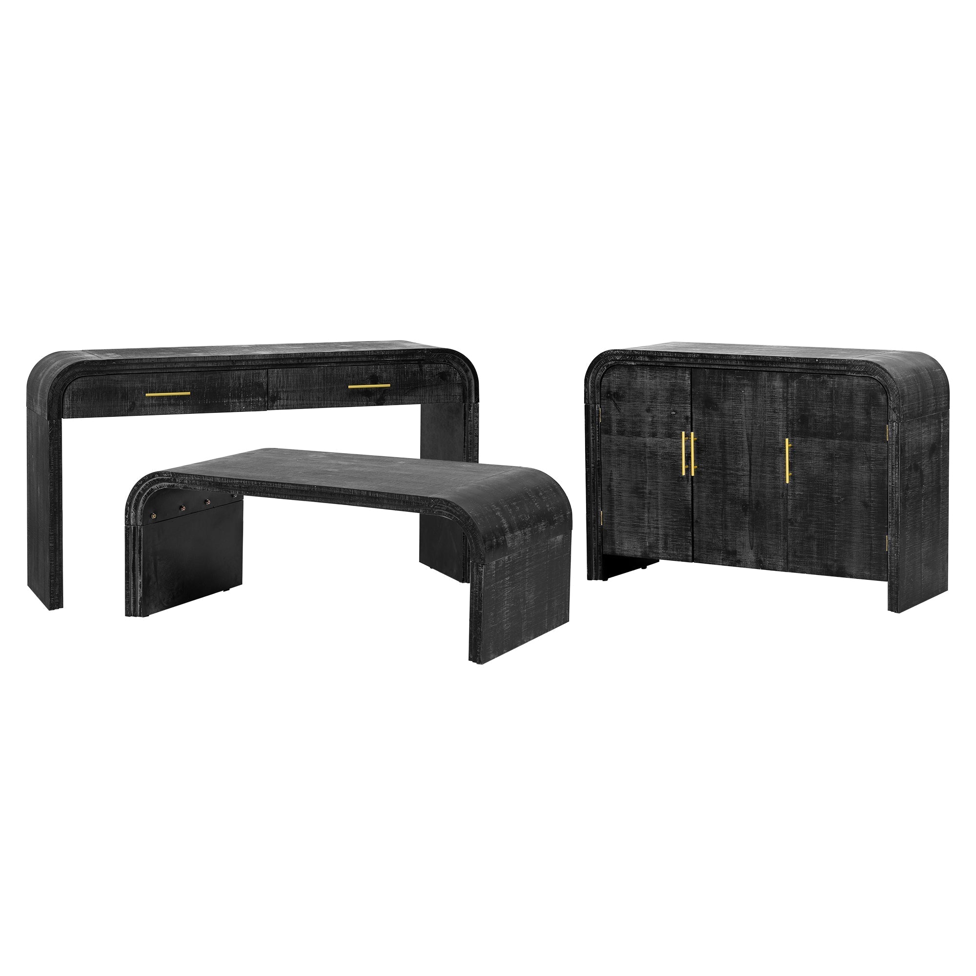 Rustic Curved Waterfall Sideboard