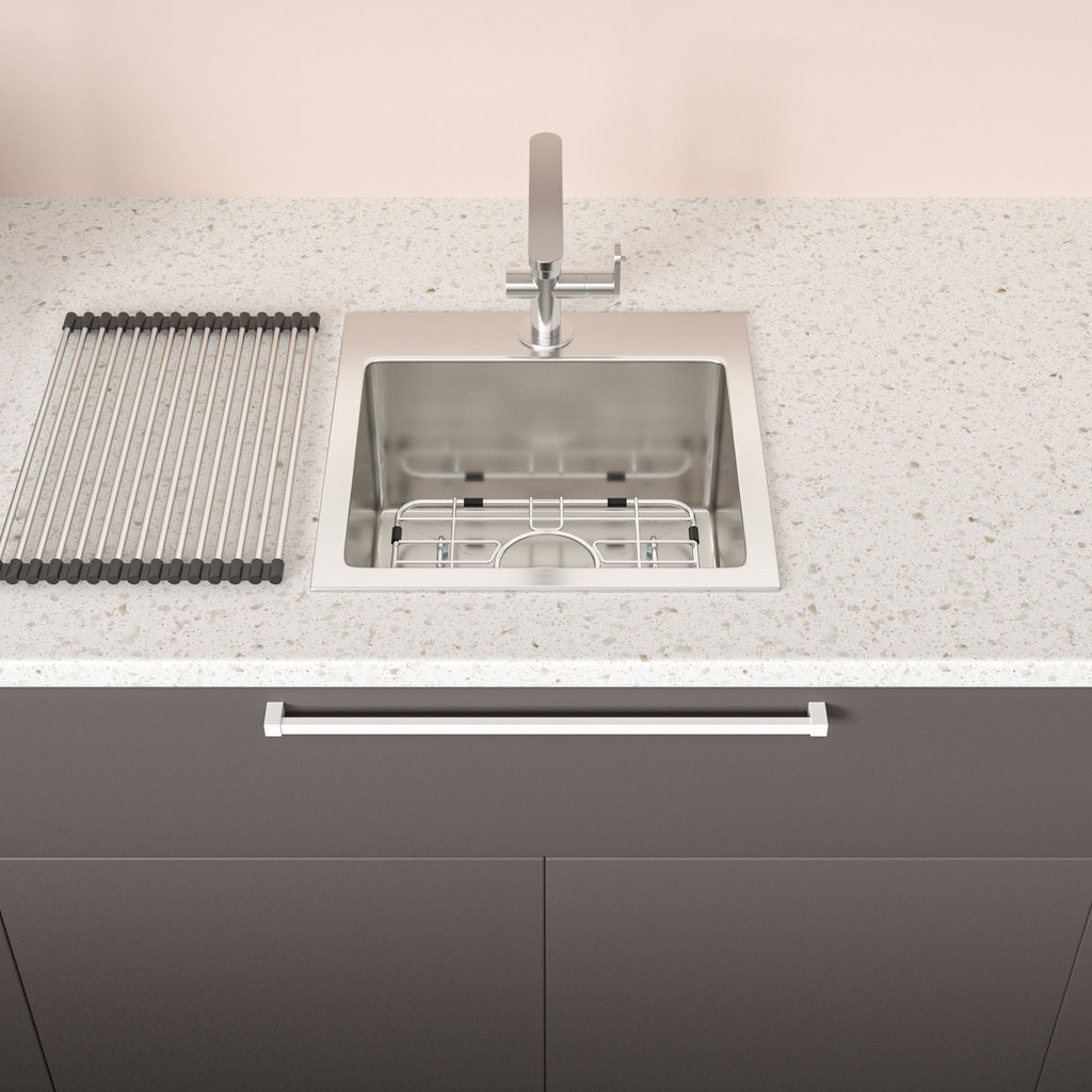 15" x 15" x 9" Stainless Steel Drop In Kitchen Sink