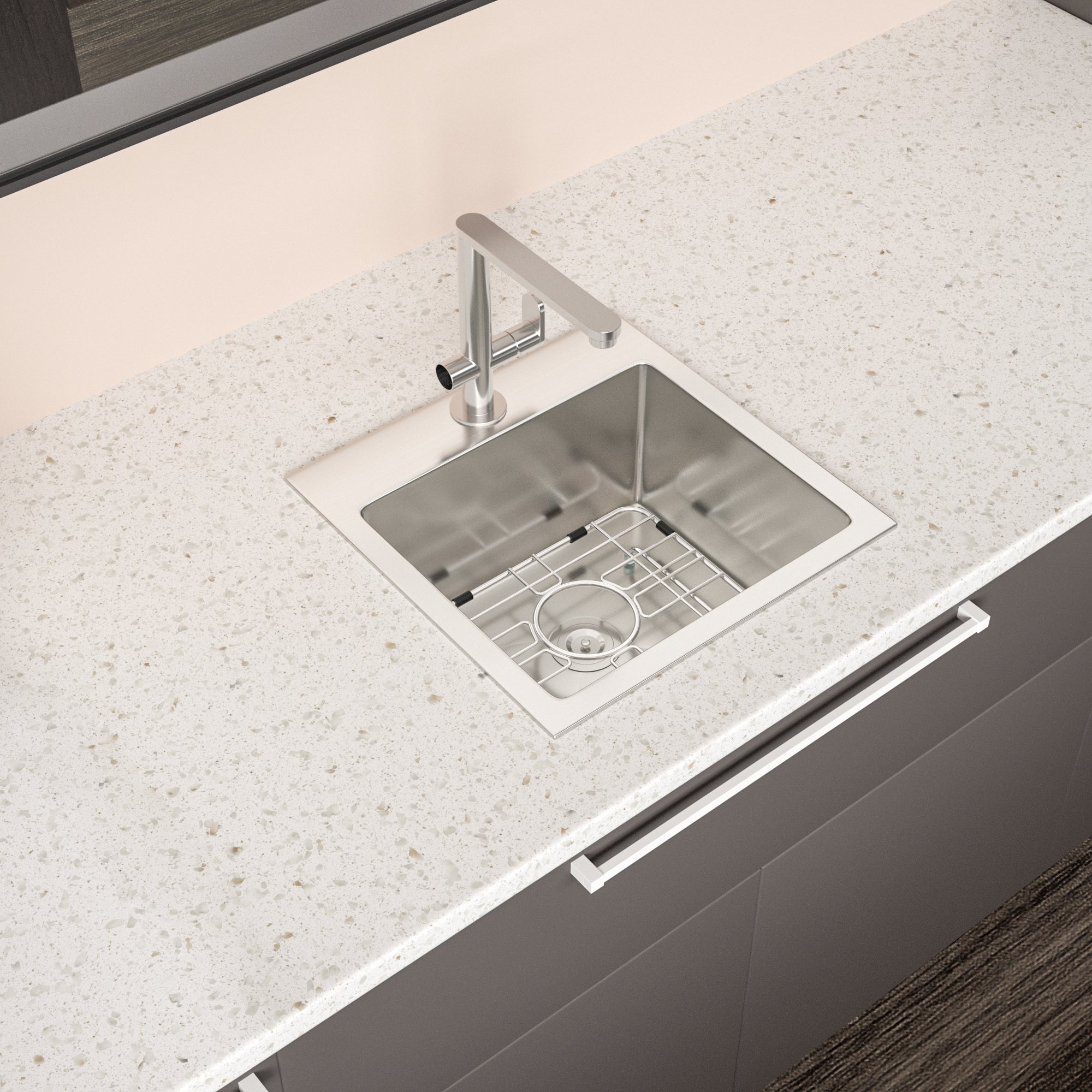 15" x 15" x 9" Stainless Steel Drop In Kitchen Sink